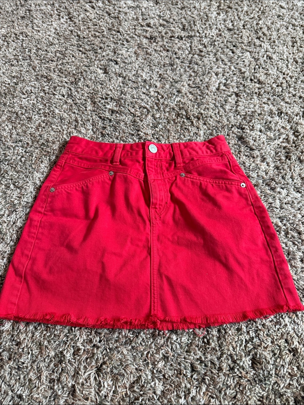 American Eagle Red Denim Mini Skirt